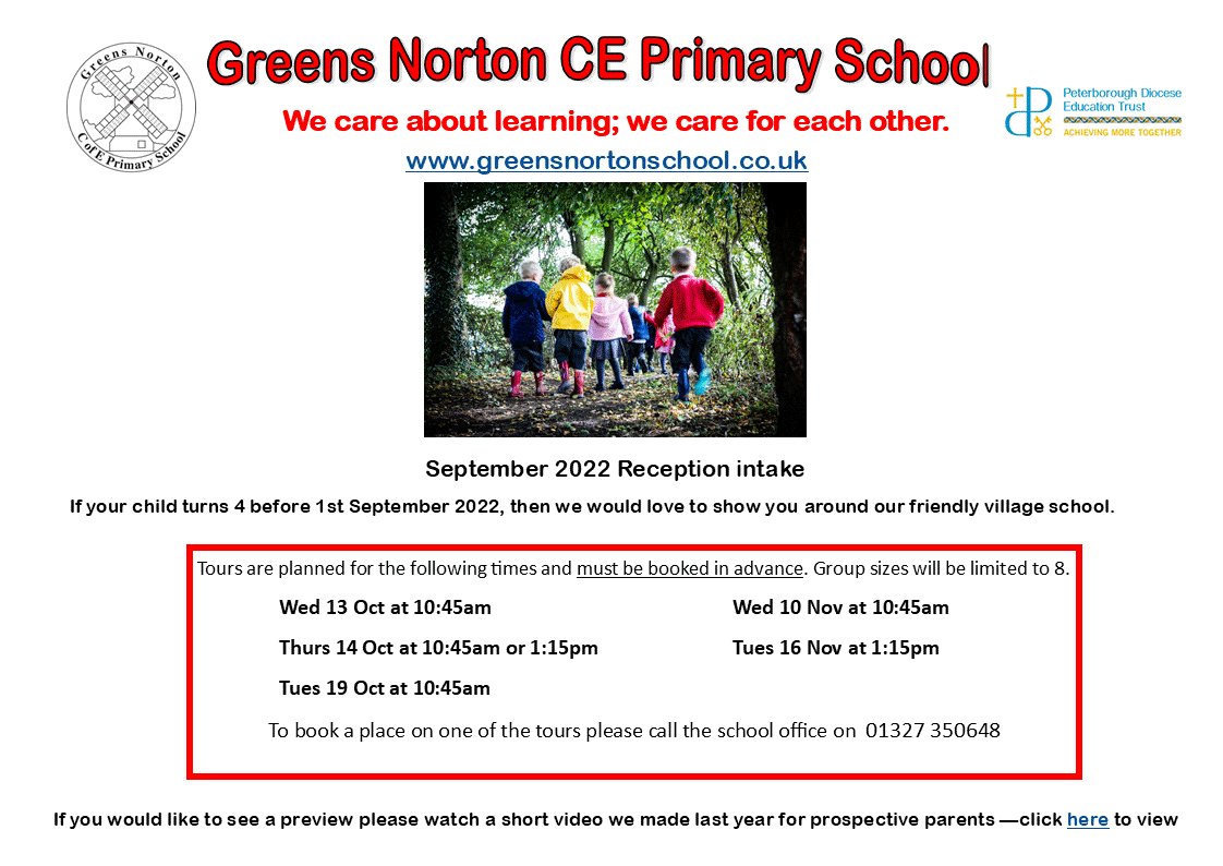Parents looking for a Reception place for their child in September 2022 are welcome to come and look round our happy school. Please book a place on one of our tours.