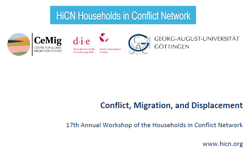 LanglotzSarah's tweet photo. Working on conflict and migration? Join this year’s Households in Conflict Network #HiCN Workshop , hosted by @uniGoettingen, on 11-12 Oct as an online listener. Follow this link to get more details and to register: https://t.co/xhnttsPAU3
#Conflict, #Migration, #Development https://t.co/6dK8jxvm3T