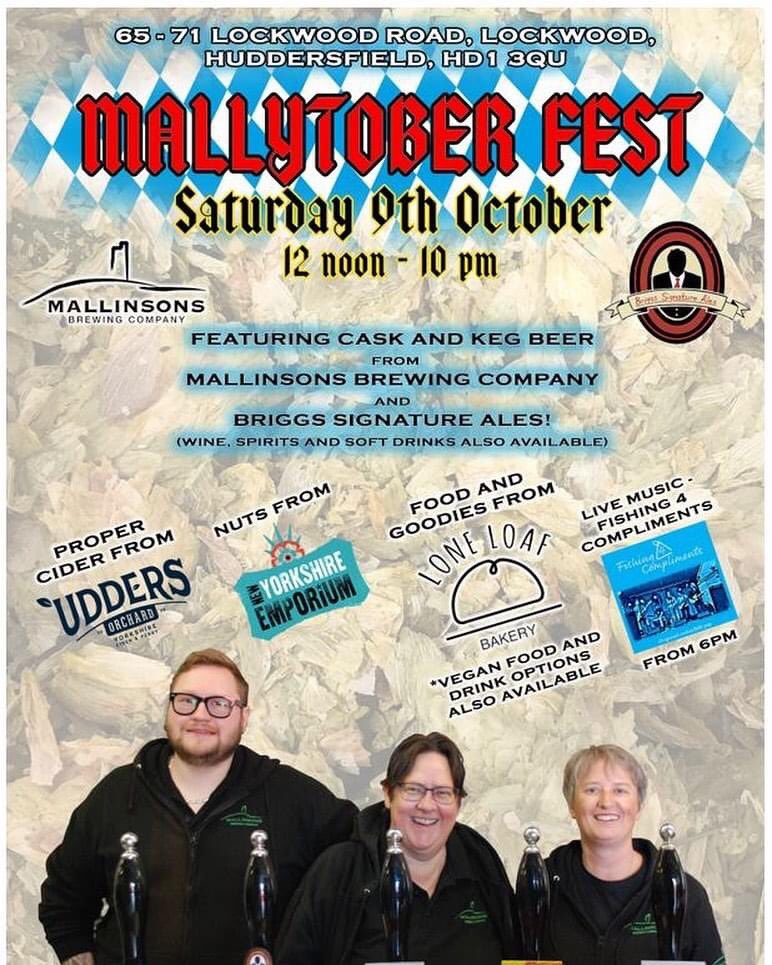 Mallinsons's tweet photo. We’re getting excited for MALLYTOBERFEST! Tasty Mallinsons &amp; BSA beers, next level bread, scrumptious nuts, proper cider and tunes! We hope to see you all on the 9th October down here at the brewery! @LoafLone @uddersorchard @Fishing4Comp @NYshireEmporium https://t.co/OujXOIW5eN