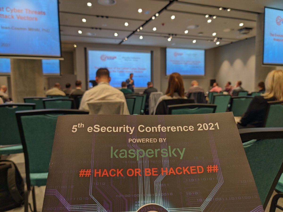 SlobodanTadic's tweet photo. #HackOrBeHacked the moto of #eSecurity Conference 2021 in #Belgrade. @UNDPBiH gathering experience from #global processes and translating to 🇧🇦 #BIH context to assist 🇧🇦 Institutions develop the #CyberSecurity #Strategy & #RegulatoryFramework #SDG16 https://t.co/qJx7yAlke0