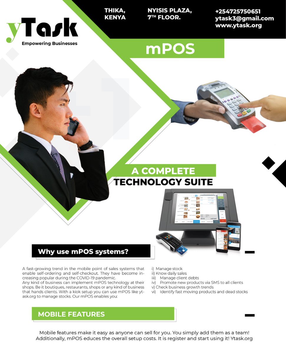 ytask.org can be used in any shop! If you employ someone at the shop, every time a sale is made you get SMS and email notifications. All the receipts are branded to have your business name.
Call/WhatsApp: +254725750651
Email: ytask3@gmail.com