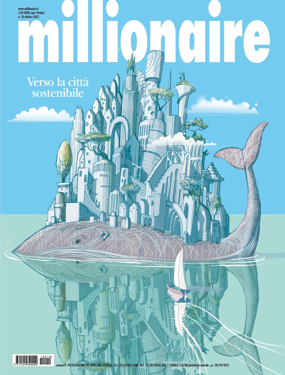 millionaireit's tweet photo. Vivere in città sostenibili, in equilibrio armonioso con la natura. Protetti da una balena.

Ecco la nuova copertina di Millionaire disegnata a matita da un grandissimo Carlo Stanga.

Dimenticate droni, grattacieli e macchine volanti

Vi piace?
#SmartCity #inedicola https://t.co/KchUASCDYy