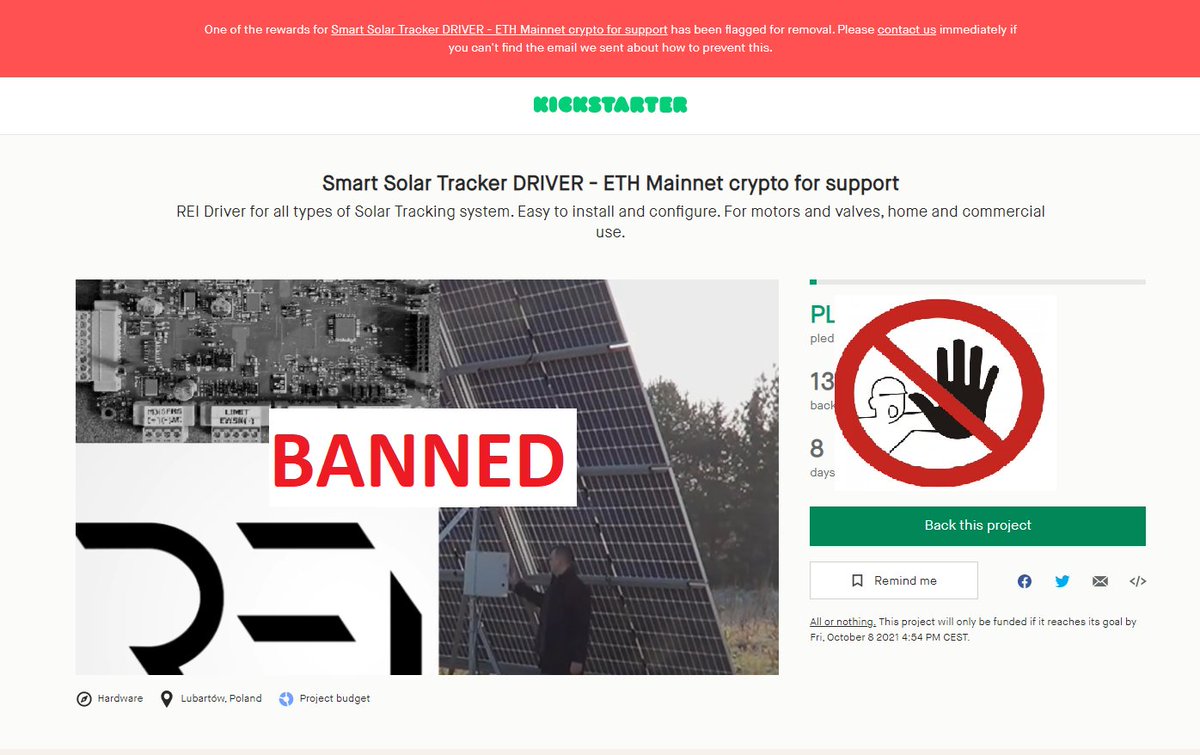 GBierzynski's tweet photo. @euronewsgreen Kickstarter blocked our #GreenEnergy #SolarPower project.
We wanted to give away cryptocurrency for support.
..made an #NFT  token to to capture that moment- let posterity know, let Your friends know.
https://t.co/D5sQIBTmrO https://t.co/EIOmRvSs8T