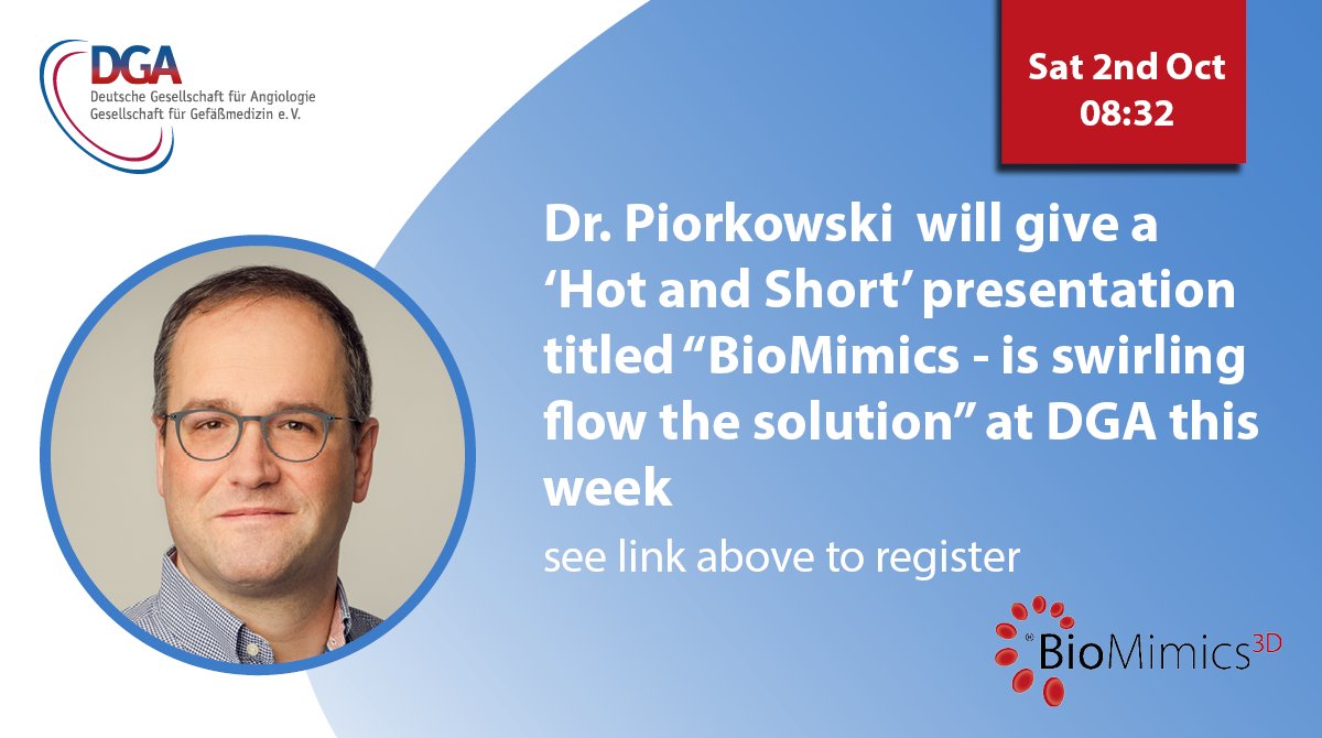 veryanmed1's tweet photo. Thank you to Dr. Piorkowski who will give a “Hot and Short” presentation at DGA this Saturday titled “BioMimics - is swirling flow the solution”. Register to view here: https://t.co/CVZzpmd0UI
#DGA2021 #BioMimics3D #PAD #CLI https://t.co/247CFqEFDs