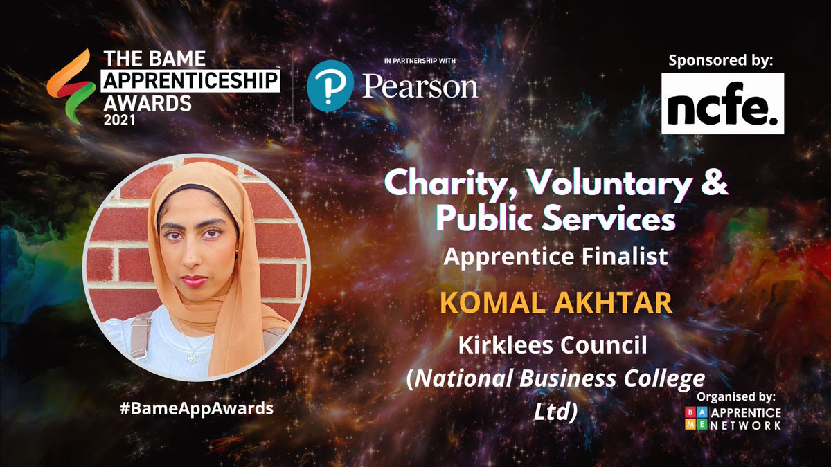 NationalBusin14's tweet photo. Good luck to Komal and all the finalists at the BAME Apprenticeship Awards today! #BAMEAppAwards #apprenticeships #believeitachieveit https://t.co/uyLbJi1dUJ