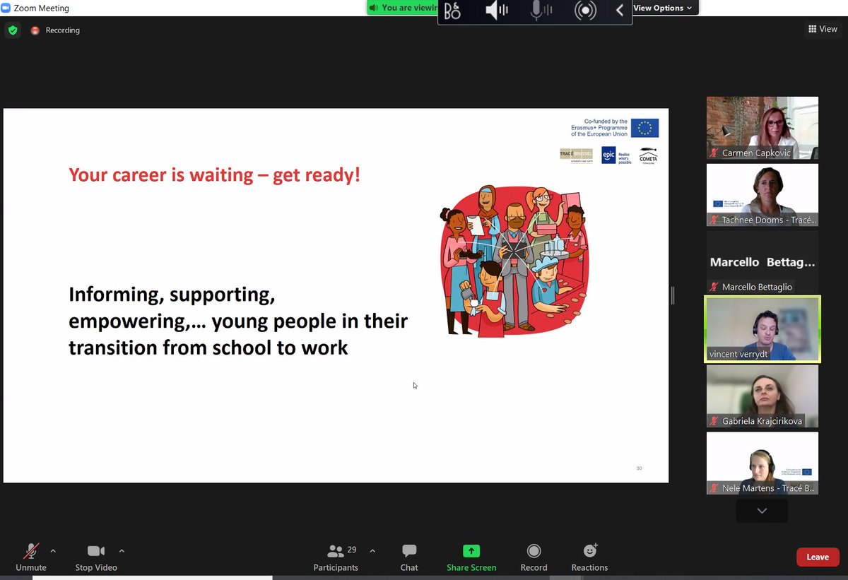 Your career is waiting - get ready! # Erasmus+ project # afstand tussen onderwijs en arbeidsmarkt verkleinen voor disadvantaged youth # laatste (online) conferentie # throwbacklastweek # good practices, testimonials, results