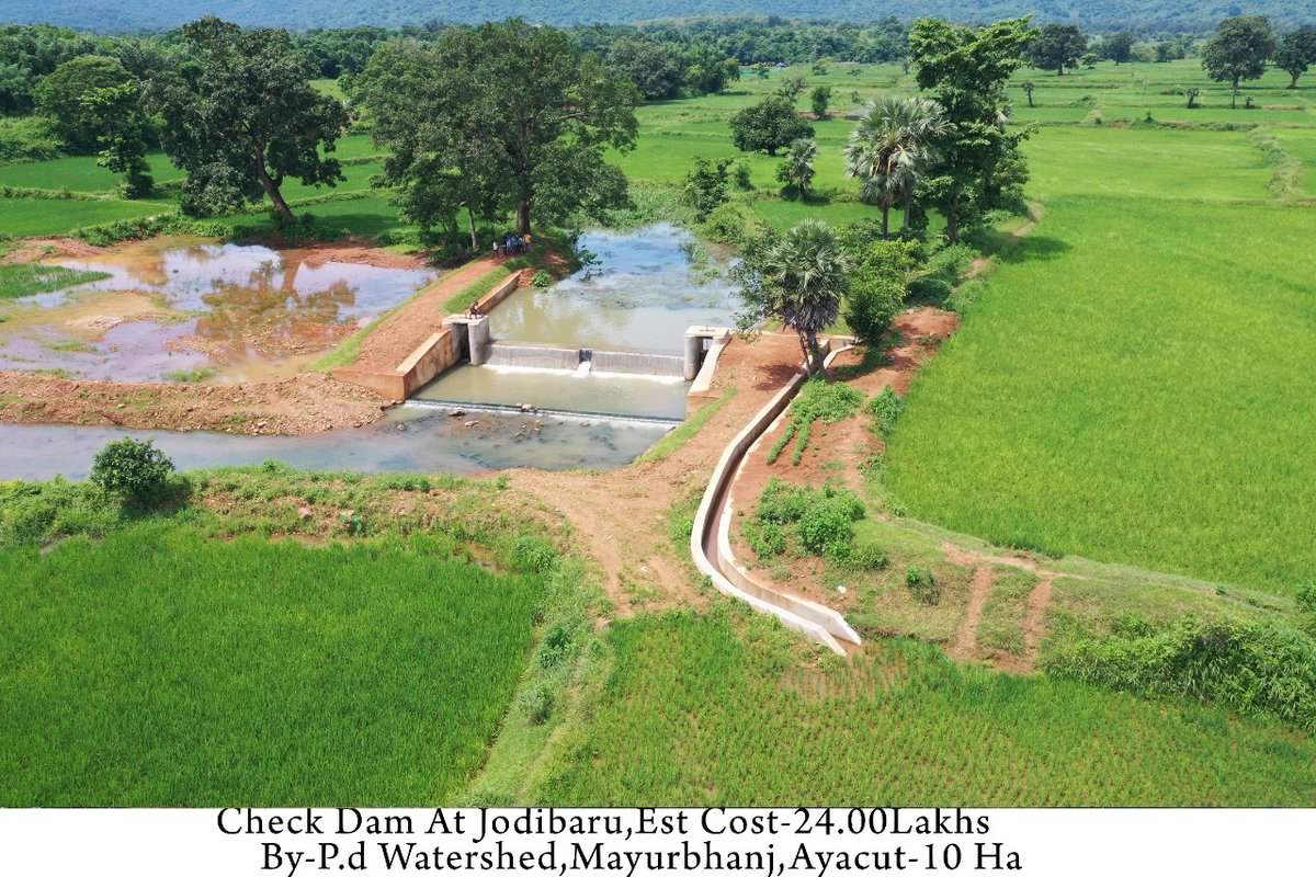 A Checkdam constructed  under OMBADC with an estimated cost of Rs 24 lakhs at Jodibaru, Dist- #Mayurbhanj provides life saving irrigation to an Ayacut of 10 Ha.