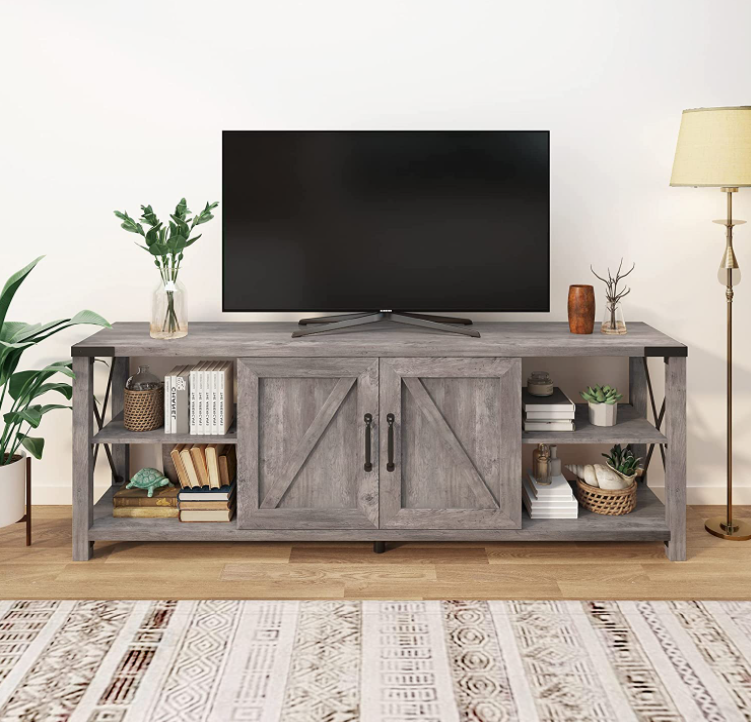 PDonicy's tweet photo. POVISON 68" farmhouse TV stand which has two open compartments on both sides can display your ornaments and commonly used items. https://t.co/VzOuqVVD0t