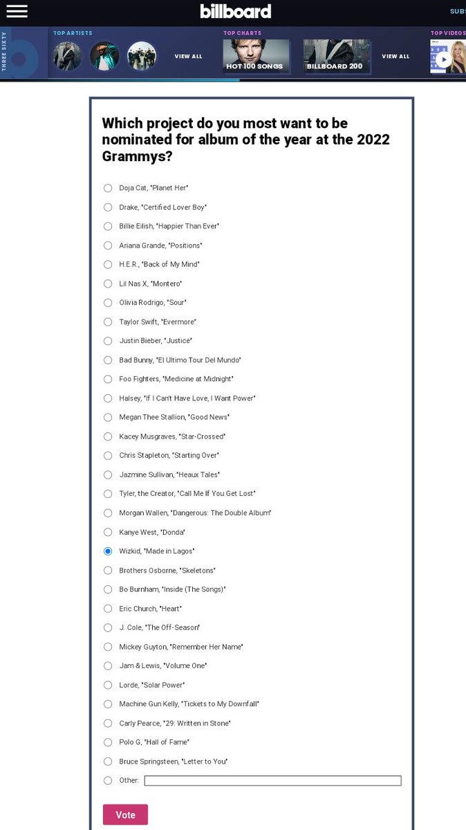 VOTE WIZKID MADE IN LAGOS 
billboard.com/articles/news/…