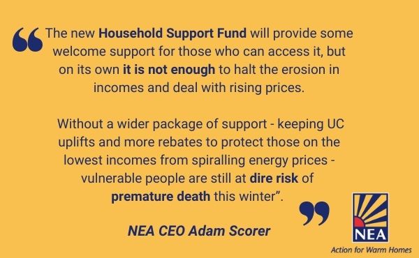 Our CEO @adam_scorer says the new Household Support Fund is, on its own, not enough. #FuelPoverty #HouseholdSupportFund #energyprices #debt