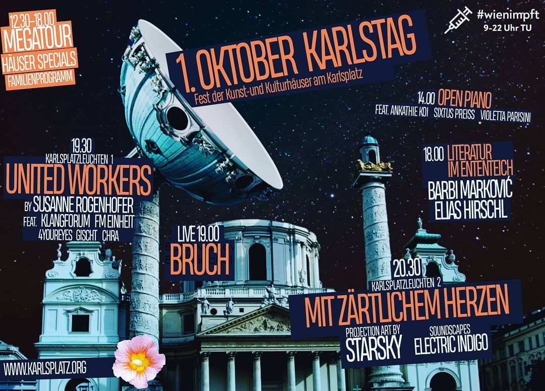 tu_wien's tweet photo. Am 1. Oktober ist wieder #Karlstag! Die Corona-Impfstelle an der TU Wien ist am an diesem Tag länger geöffnet. Im Prechtlsaal kann man sich von 9:00–22:00 Uhr ohne Voranmeldung impfen lassen. ℹ️ https://t.co/gCidad8J6B | https://t.co/RHTvY5jEzK #wienimpft #coronaschutzimpfung https://t.co/fUH4Ff3XdR
