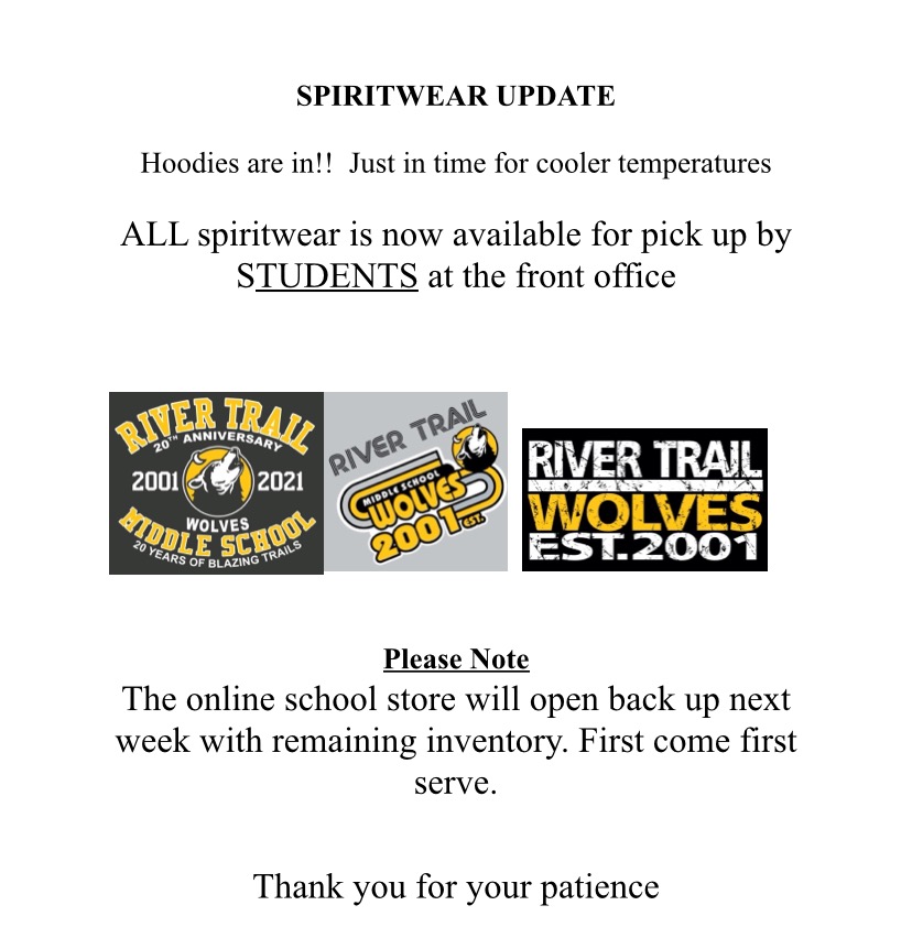 RiverTrailPTO's tweet photo. The weather is changing and Hoodies are IN! If you have not already ordered, there’s still a chance! School spirit while staying warm as the days grow shorter. #rtmswolves https://t.co/6Py7HAietD