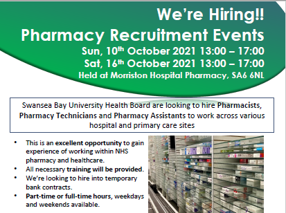 Swansea Bay UHB Pharmacy (@pharmacysbu) on Twitter photo We're Hiring!! To register for one of our recruitment fairs, follow this link docdro.id/TajNsMR
<a href="/jvin715/">judith vincent</a> <a href="/SwanseabayNHS/">Swansea Bay NHS</a> <a href="/RogerWill64/">Roger Williams</a> <a href="/JGwenter/">Jodie Gwenter</a> We're Hiring!! To register for one of our recruitment fairs, follow this link docdro.id/TajNsMR
<a href="/jvin715/">judith vincent</a> <a href="/SwanseabayNHS/">Swansea Bay NHS</a> <a href="/RogerWill64/">Roger Williams</a> <a href="/JGwenter/">Jodie Gwenter</a>