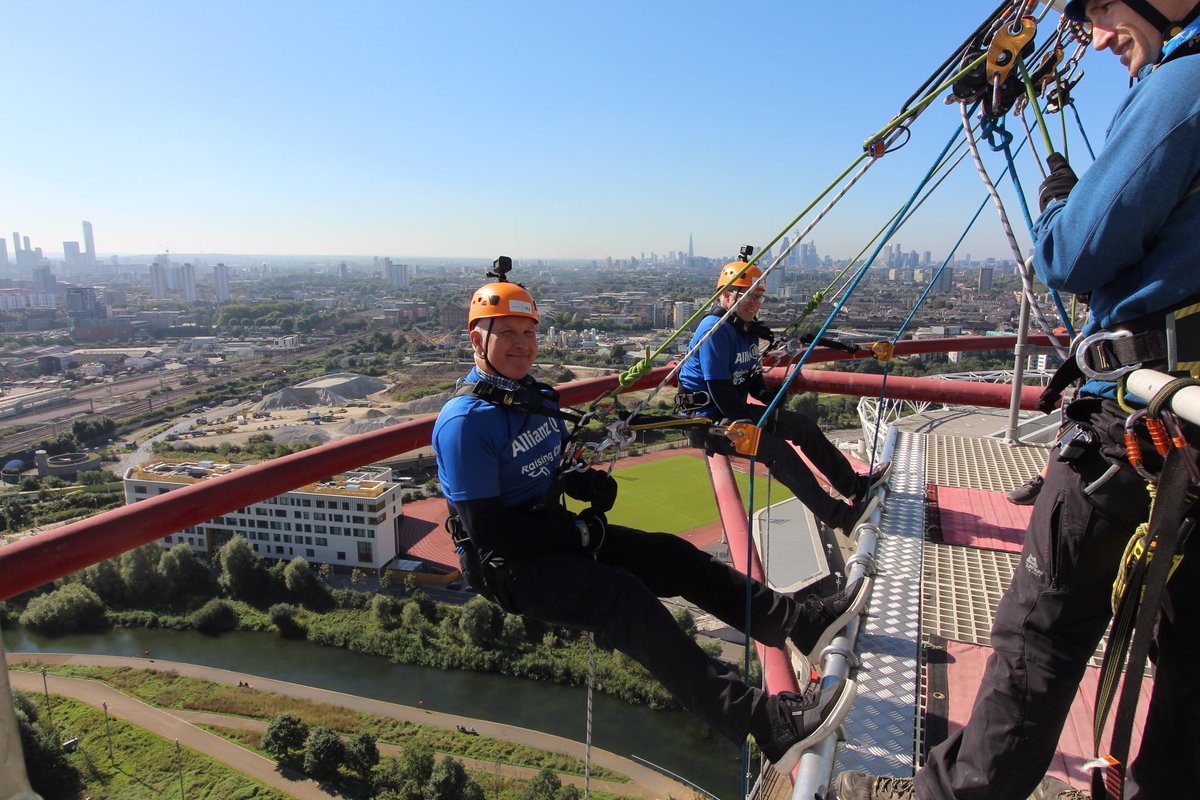 Here's our CEO @paulfarmermind, with <a href="/allianzuknews/">Allianz UK</a> CEO Jon Dye, stepping out of his comfort zone to fundraise for us (he's afraid of heights!). Thank you to everyone who took part 👏 Want to go the extra mile too? Here's some inspiration > bit.ly/39QMw4a