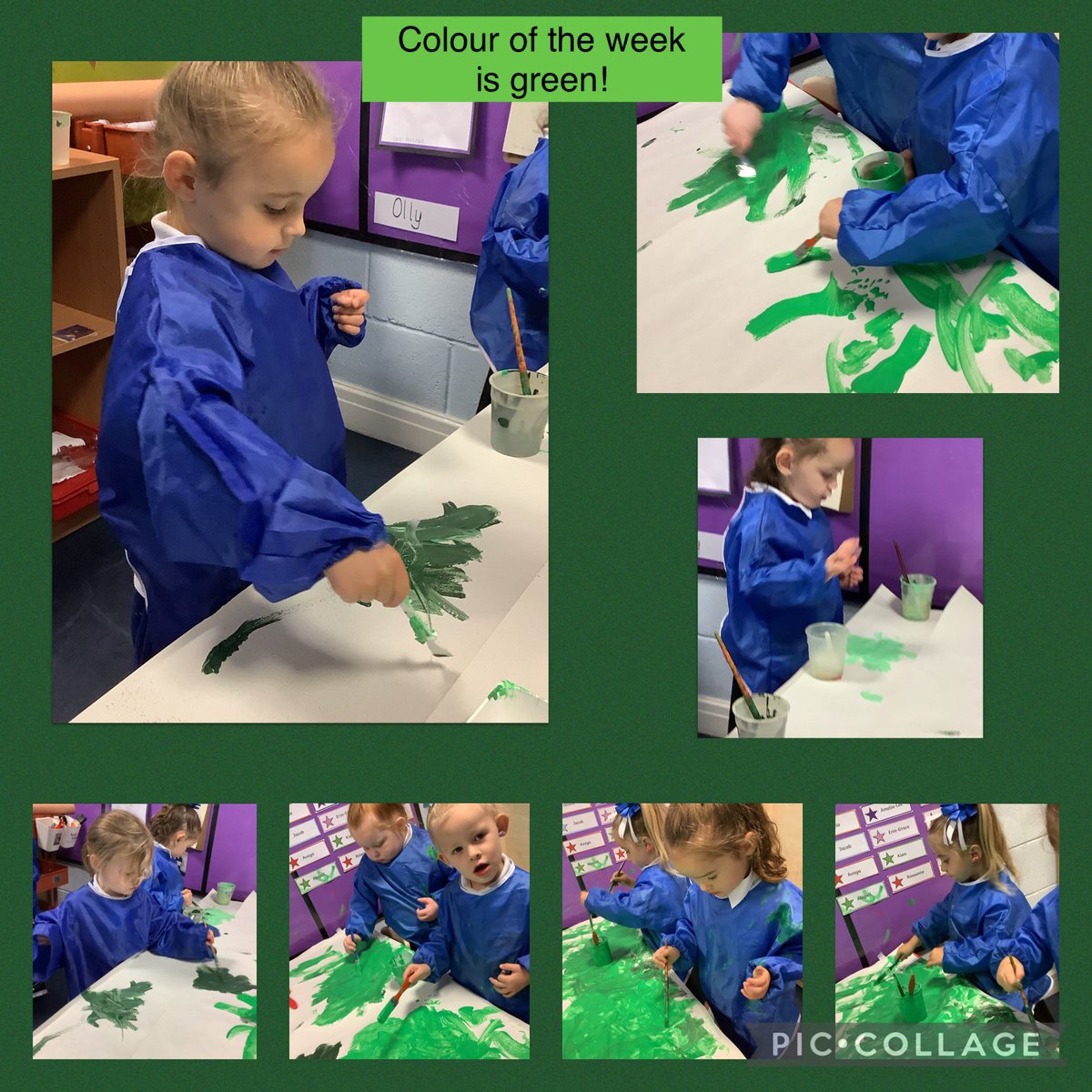 MrsCroninMB's tweet photo. Our colour of the week is green! We painted with different shades of green and we had lots of green collage materials. We did have fun 💚@MrsSeymourMB @MertonBankP @MissJohnston17 https://t.co/kmUjItkgtJ