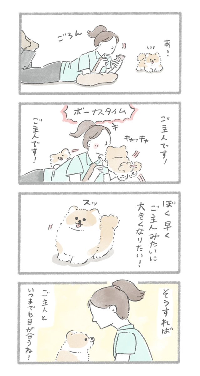 「目が合うと」
#こんにちはいぬです 