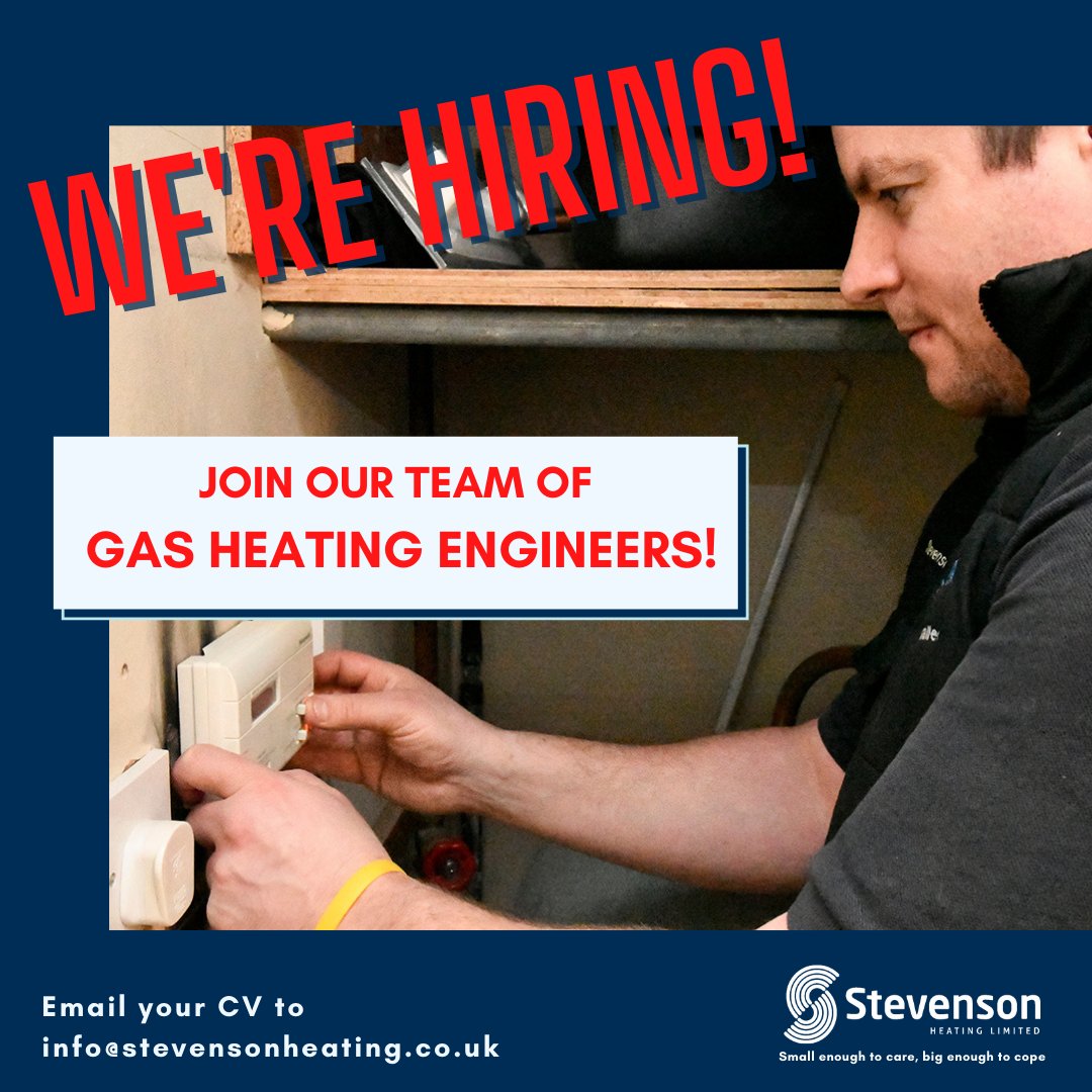 StevensonHtg's tweet photo. We're hiring! We're currently looking for experienced gas heating engineers to join our team.
If you think you'll fit the bill, email your CV to info@stevensonheating.co.uk
#heatingengineers #heatingjobs #Bromley #WestWickham #gasengineer https://t.co/00Xh0SD1RW