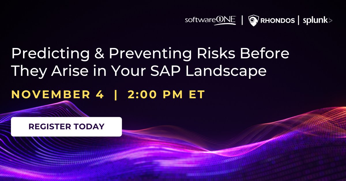 SoftwareOne_NA's tweet image. Struggling to keep your #SAP system online and healthy? Not confident you can pass your next audit?

If you&apos;re unsure about these answers, join us for our joint panelist webinar with SAP experts from @splunk and @Rhondos – bit.ly/3AYrlc2

#SAPservices #SAPlandscape