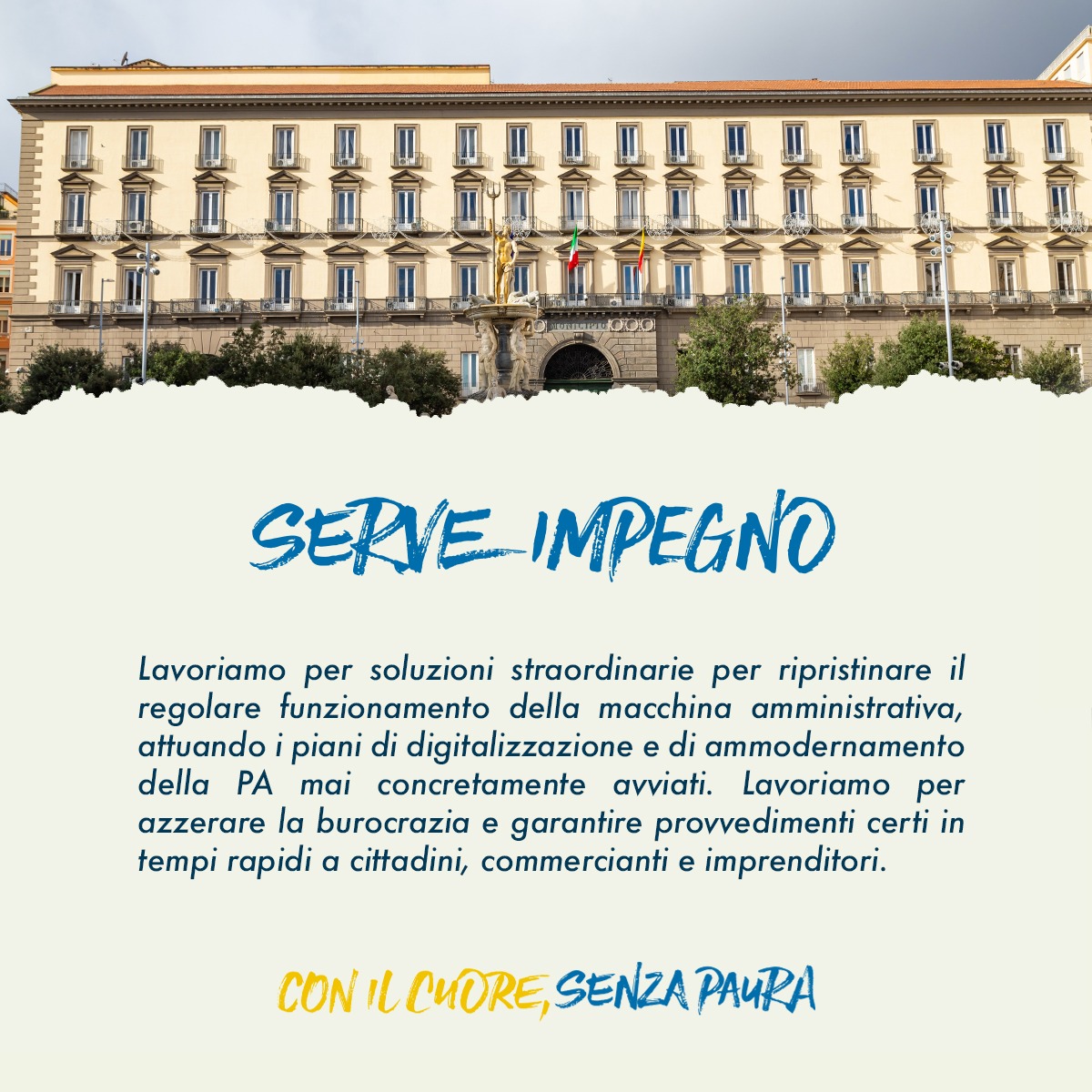 MarescaCatello's tweet photo. #Napoli porta sulle spalle un debito enorme. Ripristineremo il regolare funzionamento della macchina amministrativa, azzereremo la burocrazia per assicurare risposte certe e in tempi rapidi a cittadini, commercianti e imprenditori.
#senzapaura https://t.co/4msvMakM11