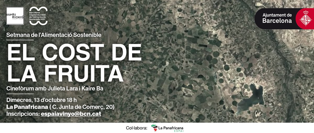 En el marc de la Setmana Mundial de l'#AlimentacióSostenibleBCN i del #12O, us proposem un espai de diàleg al voltant del documental "El cost de la fruita", un retrat coral de les vides precàries dels treballadors de temporada.

ℹ️ +info i inscripcions: ow.ly/Htht50GiDuB