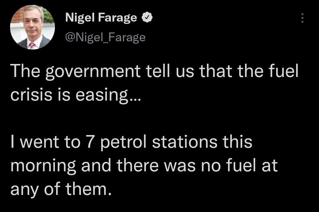 I see it's Nigel Farage's turn to complain about the consequences of Brexit...