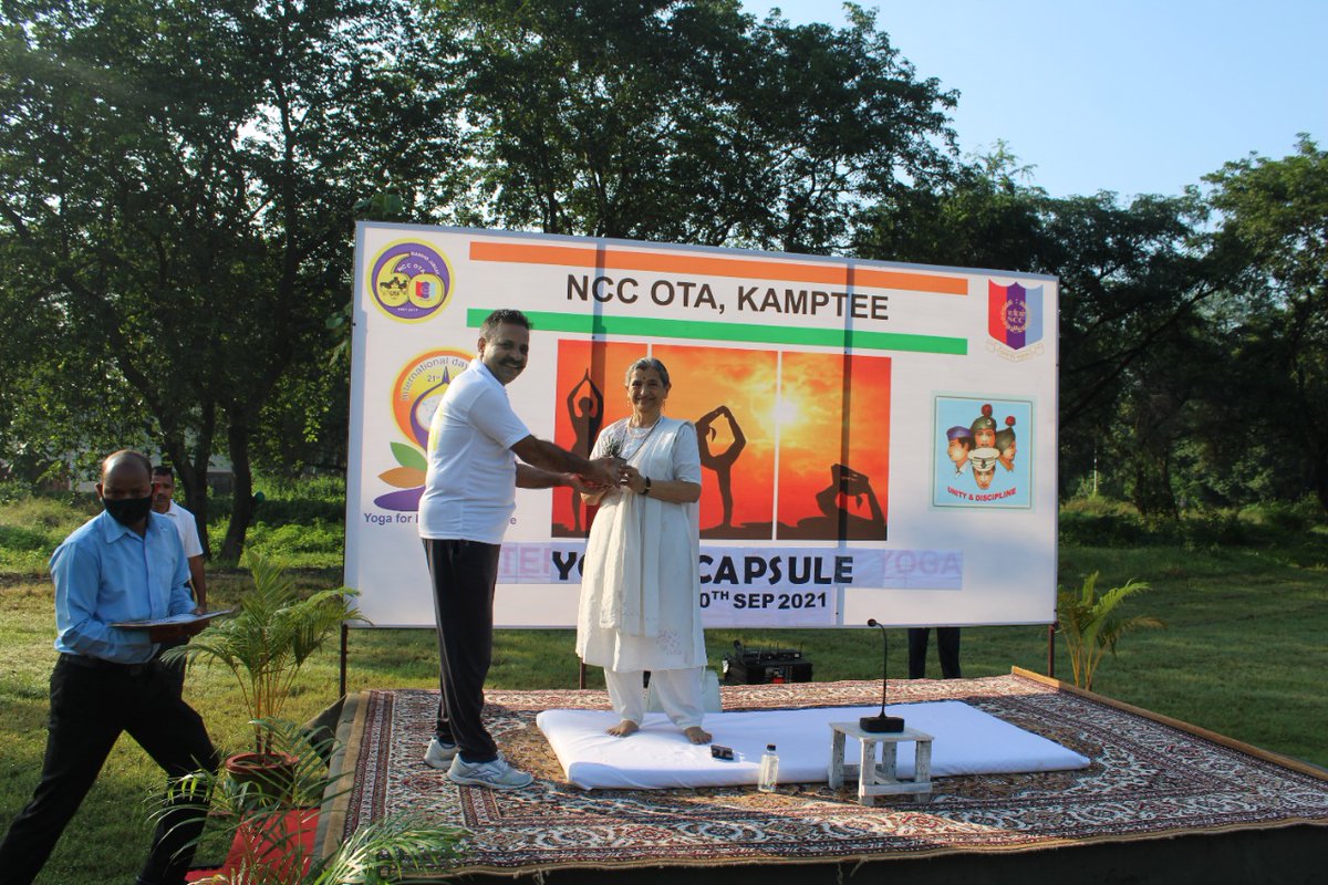 To give impetus to #FitIndiaMovement #NCCOTA organized #Yoga Capsule conducted by Mrs Padmini Jog, eminent Yoga teacher, for its staff &amp; CTOs where they learnt to harmonize the body with nature with the power of Yoga <a href="/HQ_DG_NCC/">National Cadet Corps</a> <a href="/PRODefNgp/">PRO Nagpur, Ministry of Defence</a> <a href="/SpokespersonMoD/">Ministry of Defence, Government of India</a> <a href="/drajaykumar_ias/">Ajay Kumar</a>