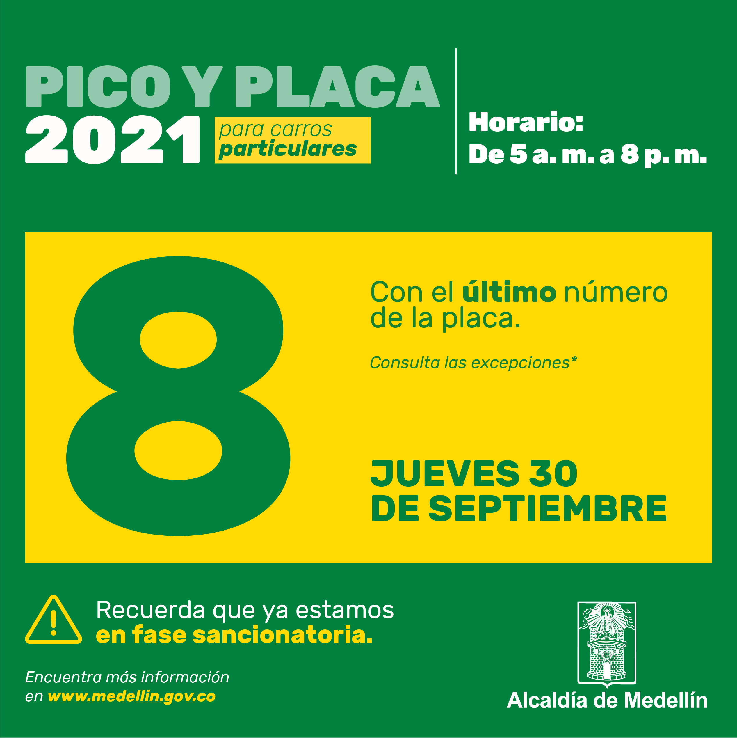 Pico Y Placa En Medellin Para Este Jueves 30 De Septiembre