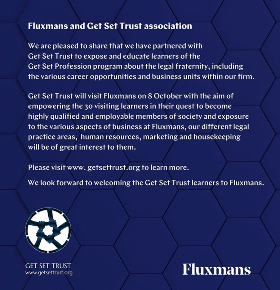 We are elated to announce that we will be having our very first Company Tour with <a href="/fluxmans/">Fluxmans</a> 

We are very excited about this partnership and we truly believe that our learners will extract a lot of value from this Company Tour.