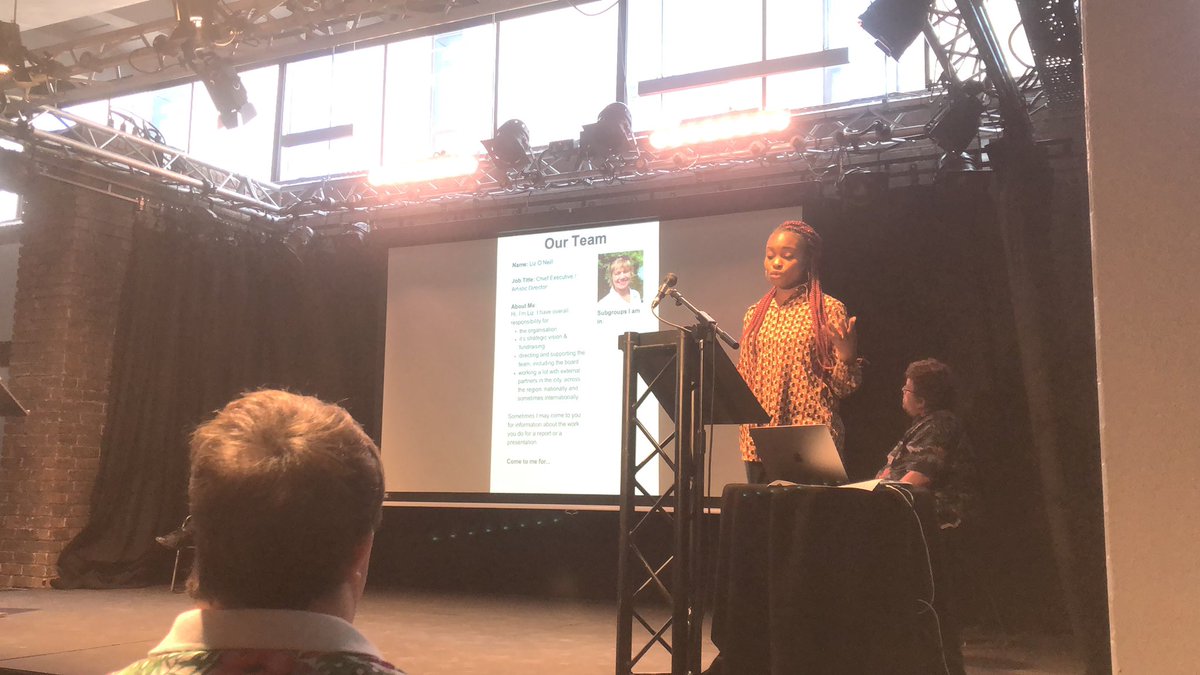 riomatchett's tweet photo. @Z_arts_mcr’s Yemi talking about Access in their recruitment and staff induction policies #changingthescene https://t.co/zgFTMyoETu