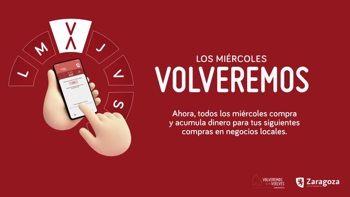 camarazaragoza's tweet photo. 💳Ayer se reanudó la campaña @VolveremosZgz impulsada por el @zaragoza_es con la colaboración de @camarazaragoza.
📲Descarga la app en tu móvil y acumula saldo con tus compras, o inscríbete si eres comerciante.
#Volveremos #CompraEnComercioLocal
https://t.co/3RmDOiTJx5 https://t.co/pCWfVleAmw