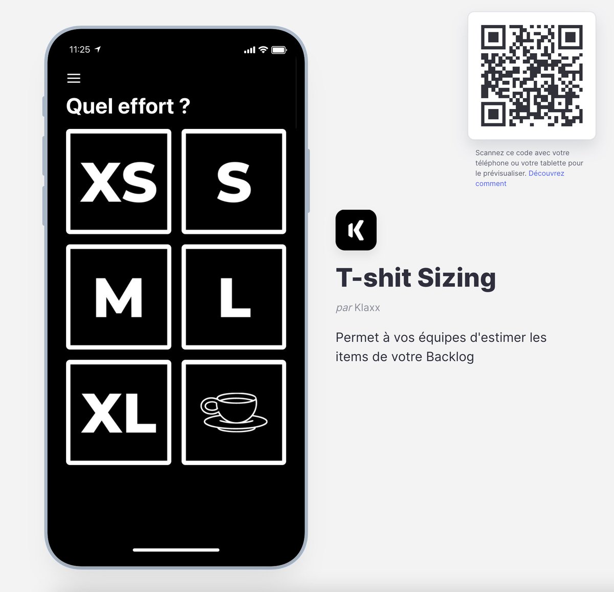 Hello les Klaxxers 💥 ,

On fête nos deux ans 🥳

On vous partage gratuitement notre app de sizing lorsque vous souhaitez générer de la discussion au sein de votre Product Team à propos d’un item à traiter ✂⚙

➡ Elle est simple, gratuite, partageable !

bit.ly/39Sd70I