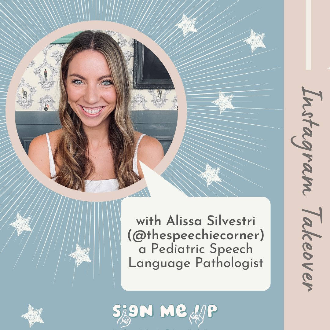 shopsignmeup's tweet photo. We are thrilled to announce our Instagram stories takeover today featuring Alissa Silvestri M.S, CCC-SLP,  a pediatric speech language pathologist! ⁠
⁠
Check her page out @thespeechiecorner for tips, inspiration, and information to promote speech and language development❤️⁠! https://t.co/hTNIyGA5J7