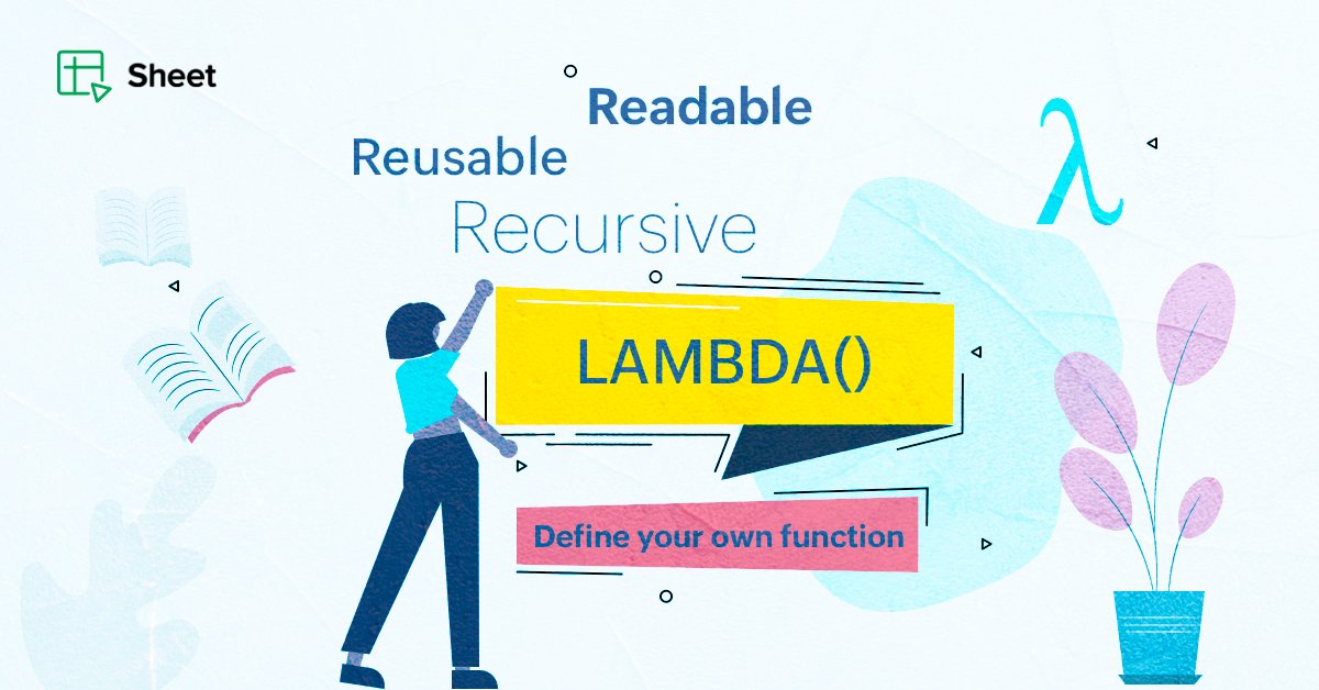 ZohoSheet's tweet image. We&apos;re happy to announce the release of the all powerful LAMBDA function, a function that can potentially change the way you use functions in your spreadsheet, and helps you create custom functions. 
Here&apos;s a thread about the all new LAMBDA function, and how to use it effectively!