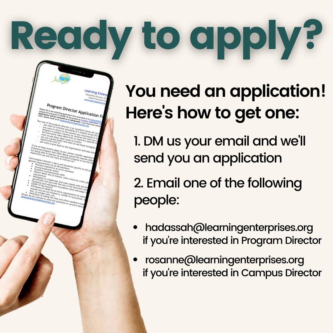 LearningEnt's tweet image. Learning Enterprises is hiring for Program Year 2022!!
WE WANT YOU!
Open Positions:
- Campus Director
- Program Director (*application closed)

Link to our staff opening page:
learningenterprises.org/team/staff-ope…