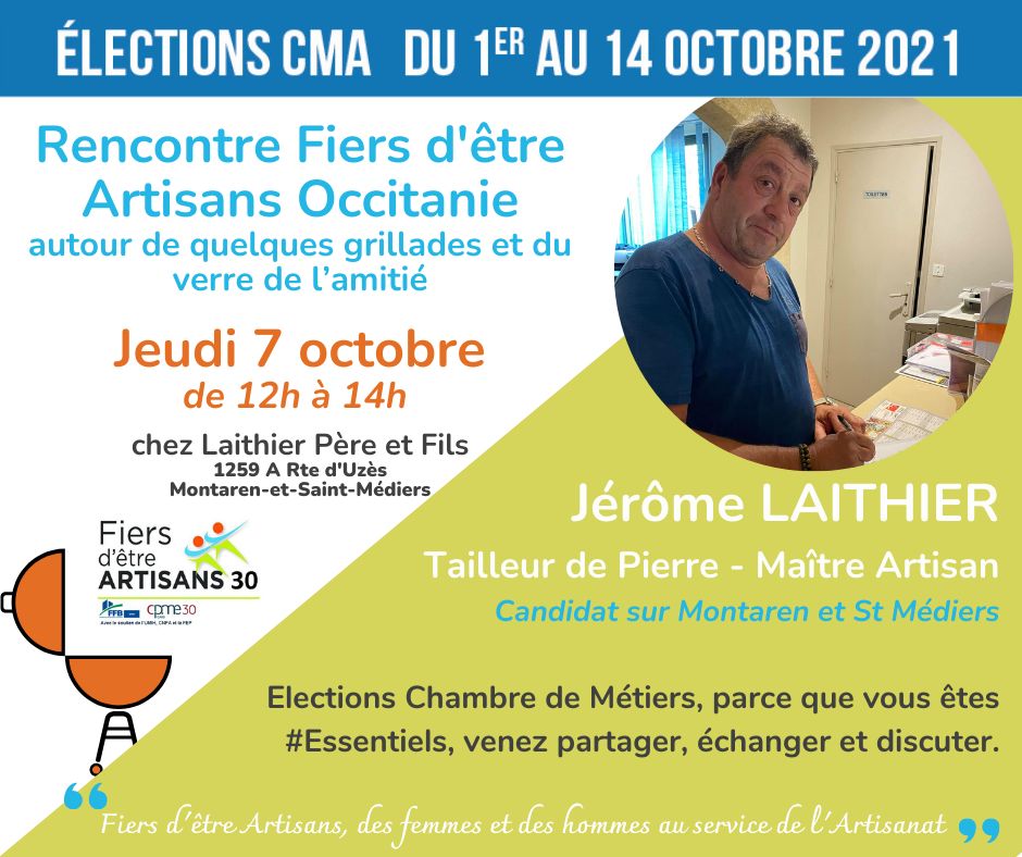 cpme30's tweet photo. 🚩Venez partager, échanger et discuter avec vos candidats FIERS D'ETRE ARTISANS, le 7 octobre à Montaren-et-Saint-Médiers https://t.co/noheFDxc4S