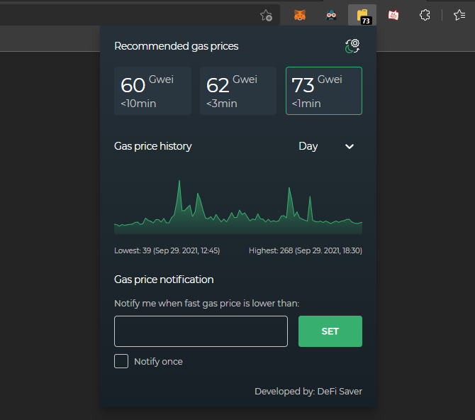 <a href="/gasnow_org/">GasNow</a> For anyone looking for alternatives, perhaps consider the <a href="/DeFiSaver/">DeFi Saver</a> gas prices extension available for:

- Brave/Chrome/Edge: chrome.google.com/webstore/detai…
- Firefox: addons.mozilla.org/en-GB/firefox/…

We're currently in the process of updating it with eip1559 data (e.g. current base fee).