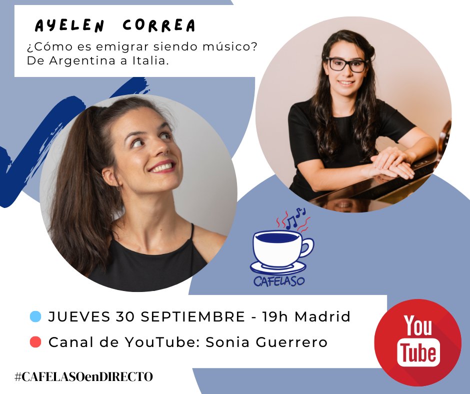 ¡Hoy tenemos Cafelaso en el espacio del Artisteo!
#52. Ayelen Correa. ¿Cómo es emigrar siendo músico? De Argentina a Italia