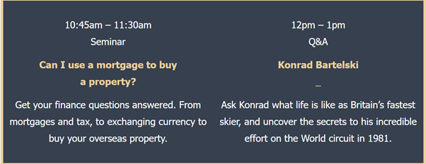 luxuryskishow's tweet photo. What's on at The Luxury Ski Show?⛷️

Check out the seminar schedule below 👇

It's happening THIS Saturday 2 October, 8am-4pm. We'd love to see you there.

Get your tickets now! https://t.co/SxL8SmhKST

#ski #snowsports #luxurylifestyle https://t.co/WWCP6e7VBa