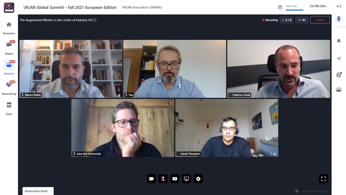 KIT_AR_Industry's tweet image. &quot;The #AugmentedWorker in the center of the Industry 4.0&quot; panel just happened at the @VRARASummit!

Our CMO @o_bravomartins had the chance to share with a global audience how @KIT_AR_Industry is already augmenting the #workforce on the #manufacturing shopfloor!