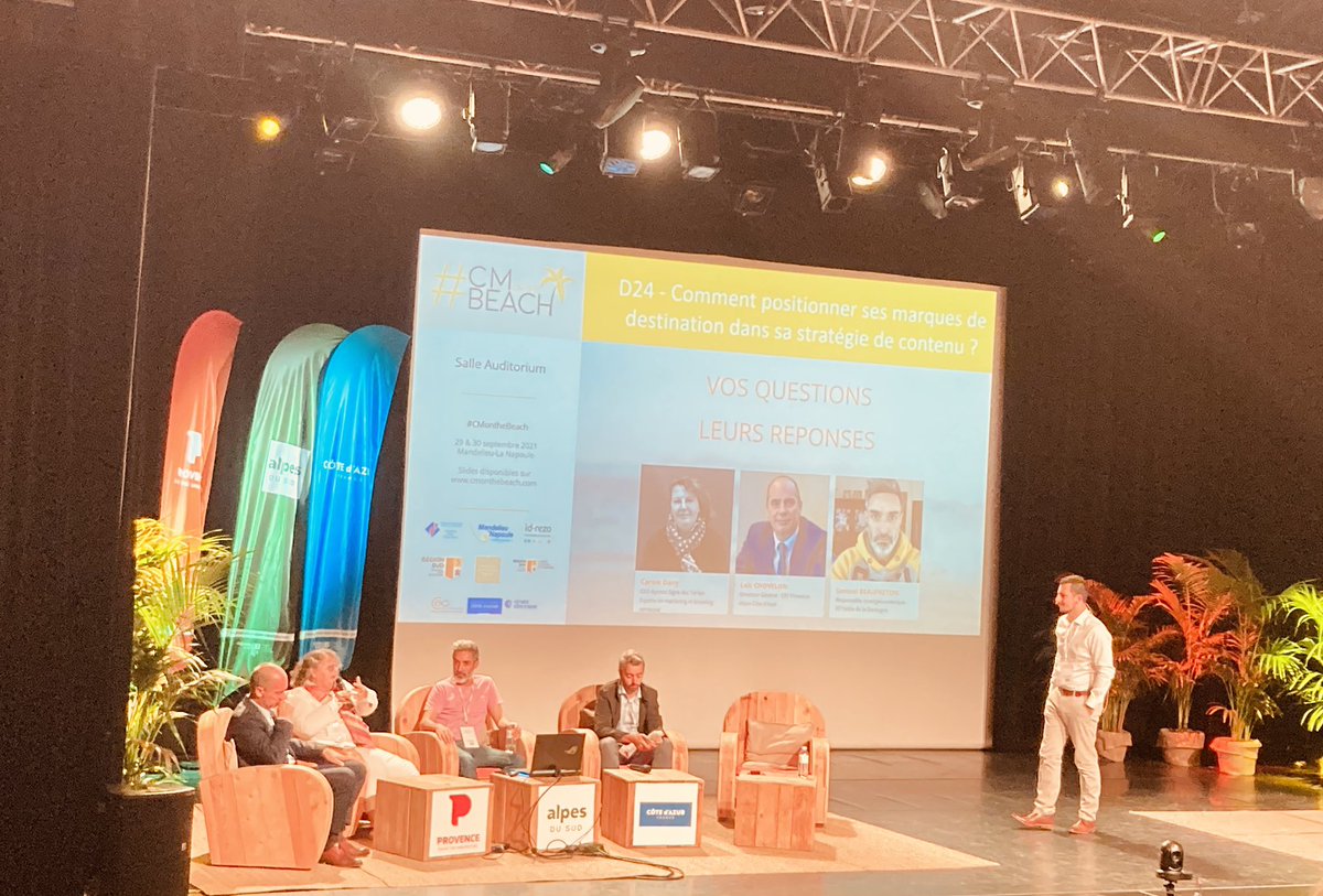 Hashtagandstor2's tweet photo. Super atelier «  Comment positionner ses marques de destination dans sa stratégie de contenu ? «  @cmonthebeach animé par @MANCINIJP @BeHoSam @Loic_Chovelon Carole dany de l’agence signe des temps 
au @cmonthebeach 
👉 Stratégie de marque 
#hashtagandstory #Cmonthebeach https://t.co/YWtYkHKbXo