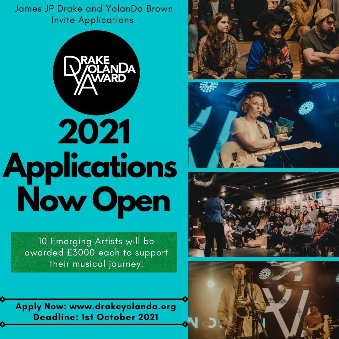 10 emerging acts will be awarded £3,000 to develop their music careers...

Apply now for the Drake YolanDa Award <a href="/DrakeYolanDaAWD/">Drake YolanDa Award</a> 

bit.ly/3mgxPND