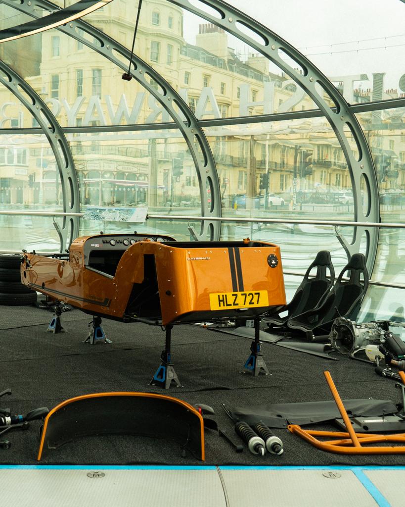 caterhamcars's tweet photo. At exactly... just after... 10:00 am we began our Biggest Ever Build Challenge at the @BA_i360. Today, we're constructing the new Seven 170 inside the 450ft. We've teamed up with @Halfords_uk and @AvonTyres for this epic feat! https://t.co/zIj6YquFU2