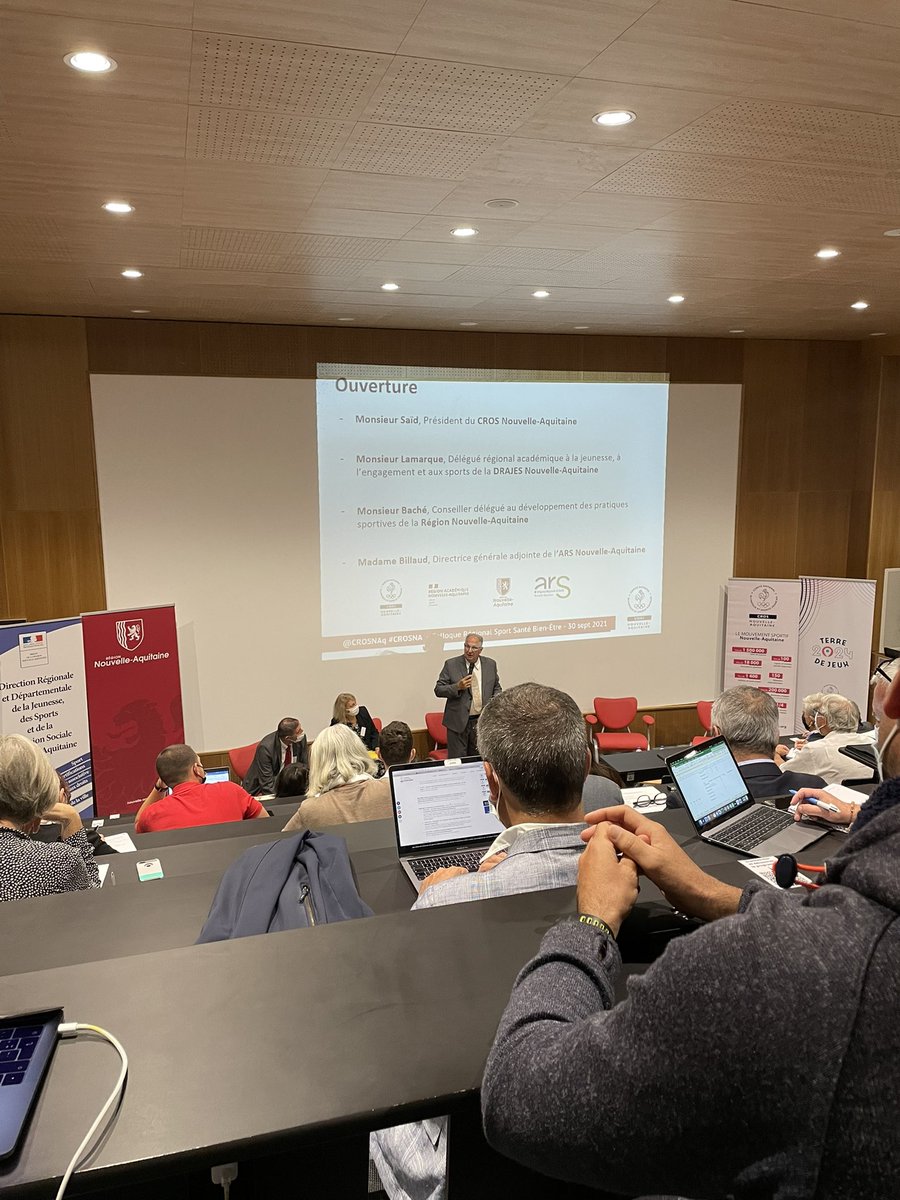 Colloque sport santé bien-être organisé par <a href="/CROSNAq/">CROS Nouvelle-Aquitaine</a>.
<a href="/philippe_said/">Philippe Said</a> <a href="/StephPoujade/">Stephanie Poujade</a> @PatrickRoult