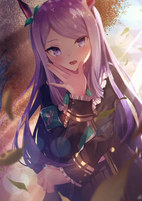 トレーナーさん、こんな所で寝ていると風邪をひいてしまいますわよ?
 #ウマ娘  #メジロマックイーン 
