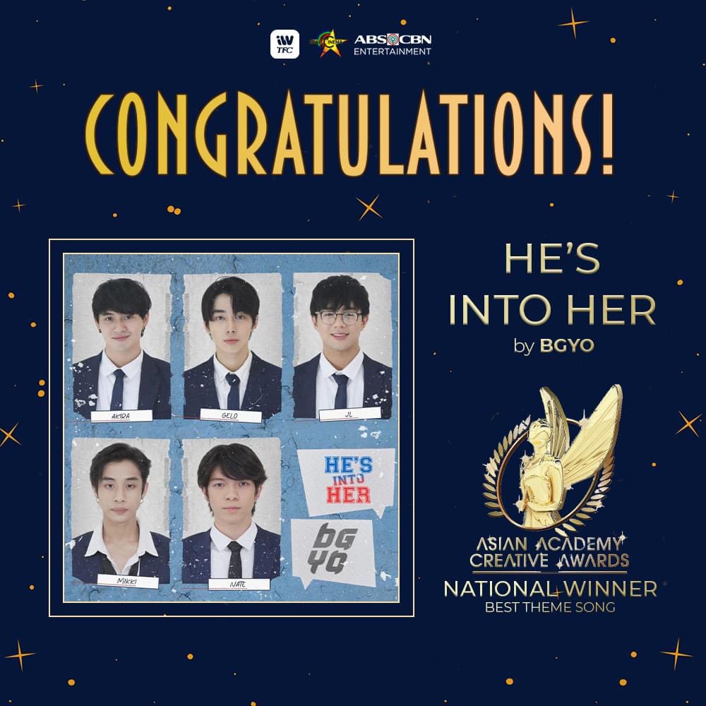 DonBelleOFC's tweet photo. Congratulations on your well-deserve success DonBelle, Direk Chad, BGYO and He’s Into Her Family! 

HIH AACANational WINNER
#HIHatAACAwards https://t.co/9Xf43GLsCL