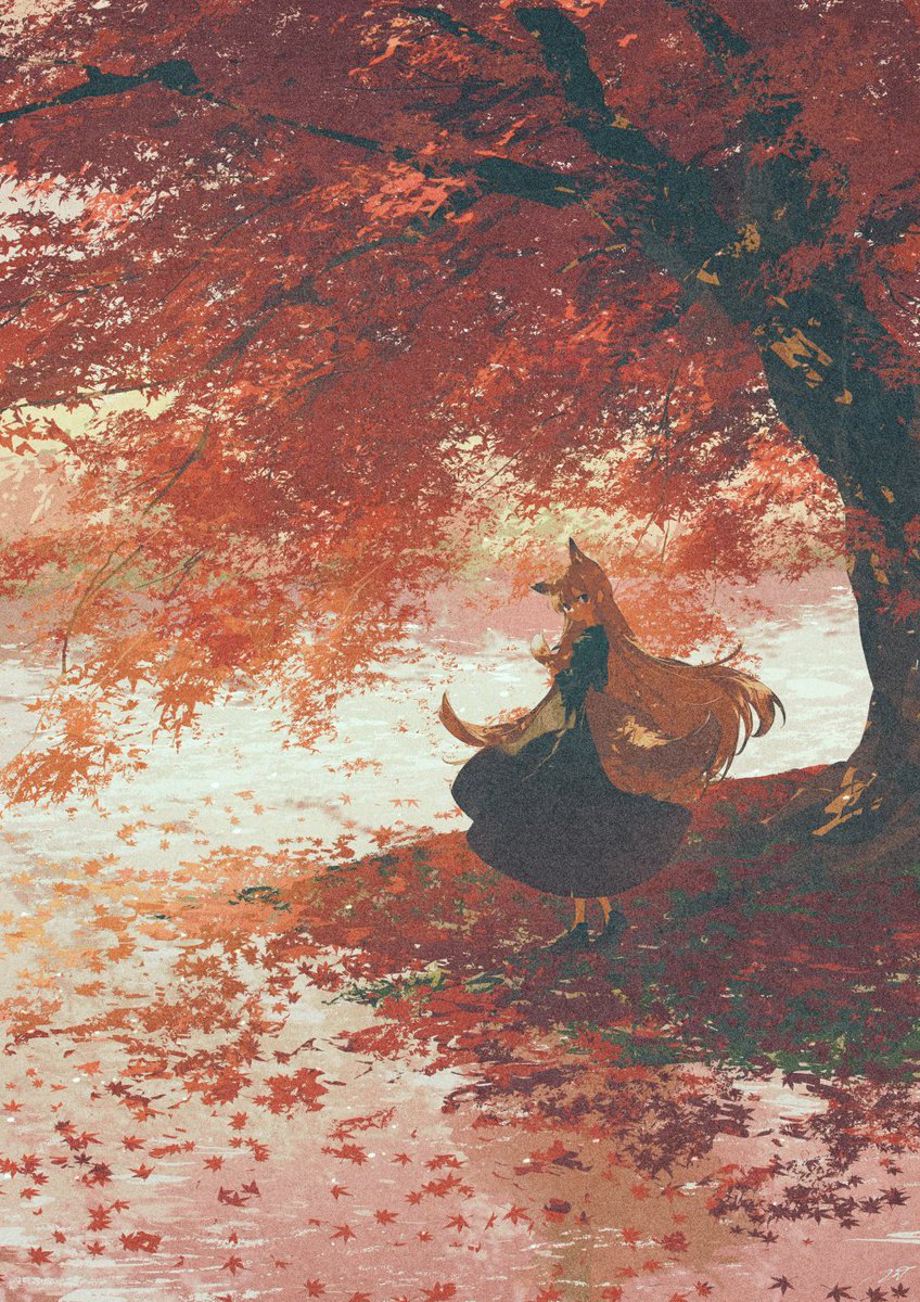 「紅葉ときつね 」|potg（ぴおてぐ）のイラスト