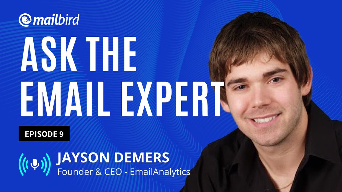 Mailbird (@mailbird) on Twitter photo Do your work projects rely on the time it takes to accomplish a task in your inbox?
In this video,<a href="/jaysondemers/">Jayson DeMers</a>, Founder & CEO of <a href="/MailAnalytics/">EmailAnalytics</a> breaks down how and why your new email physiology should be: “What gets measured gets improved.”
Watch here: bit.ly/3us6vPP Do your work projects rely on the time it takes to accomplish a task in your inbox?
In this video,<a href="/jaysondemers/">Jayson DeMers</a>, Founder & CEO of <a href="/MailAnalytics/">EmailAnalytics</a> breaks down how and why your new email physiology should be: “What gets measured gets improved.”
Watch here: bit.ly/3us6vPP