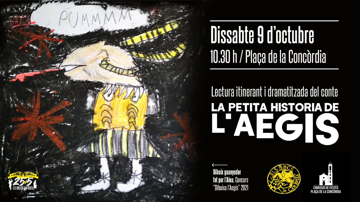 (3/4) Juntament amb la <a href="/LaConcordiaLC/">CF Plaça Concòrdia</a> us portem una activitat per a tots els públics!

3⃣ Lectura itinerant i dramatitzada del conte - La petita història de l'Aegis
📅 Dissabte 9 d'octubre a les 10.30h
📌 Sortida des de plaça de la Concòrdia
#25elsbocs #Aegis