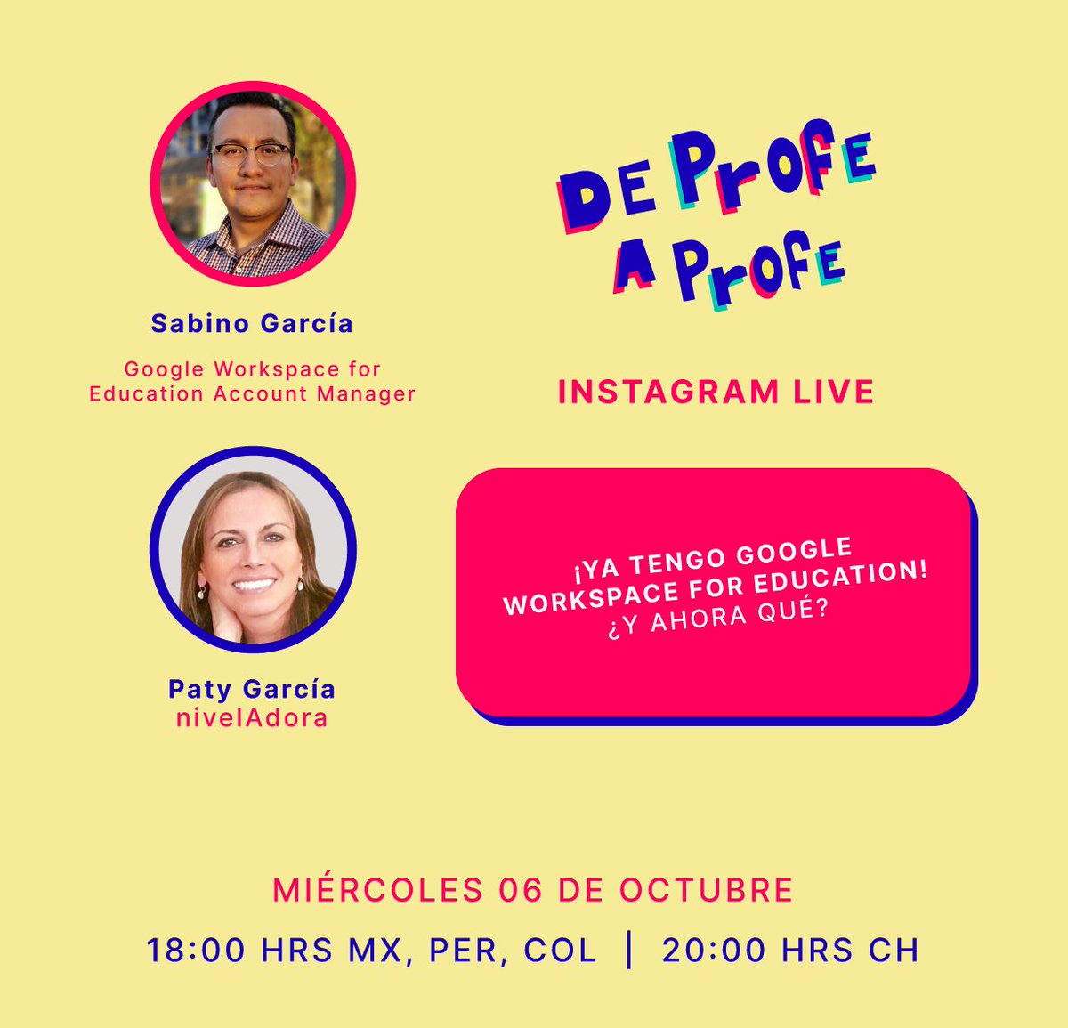 activa_edu's tweet photo. Está llegando la tercera edición de #DeProfeAProfe 🙌🏻
En esta ocasión nuestro invitado será @SabinoGarc Google Workspace for Education Account Manager, junto a nuestra querida nivelAdora @PatyGarca13 👨🏫
🗓 06 de octubre
⏰ 18 hrs 🇲🇽🇨🇴🇵🇪 - 20hrs 🇨🇱
#GoogleEdu #InnovarParaMi https://t.co/5I5ivDWMTr