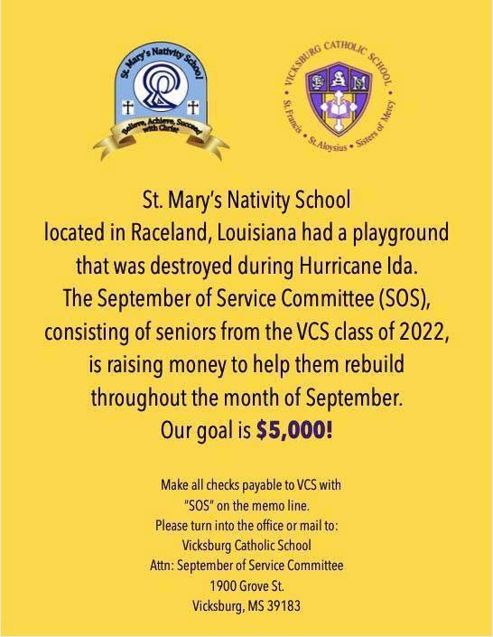 Please help our #SeptemberofService Committee as they live out Catholic Social Teachings.

Donations can also be made at:
givelify.com/donate/vicksbu…